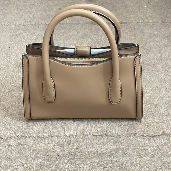 Michael Kors Small Faux Leather Satchel Bag Tan New - Picture 3 of 5